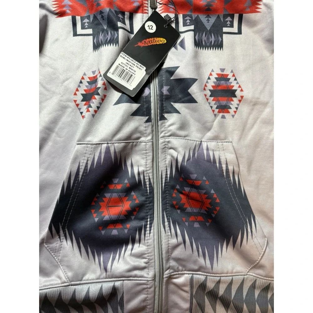 Nativo Kids Full Zip Hoodie Size 12Y Southwestern Aztec Pattern